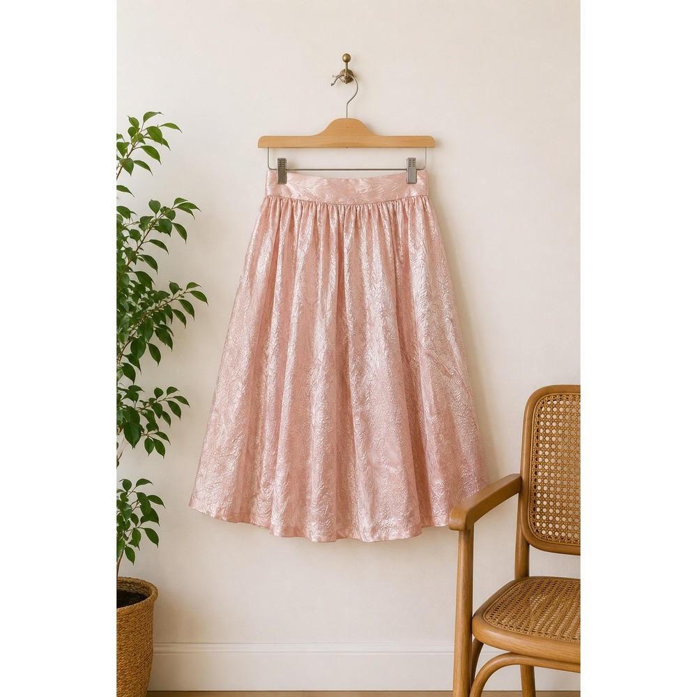 Vintage Smart Set Pink Satin Full Skirt‎ Balletcore Girly Twee A-Line Midi Sz 6